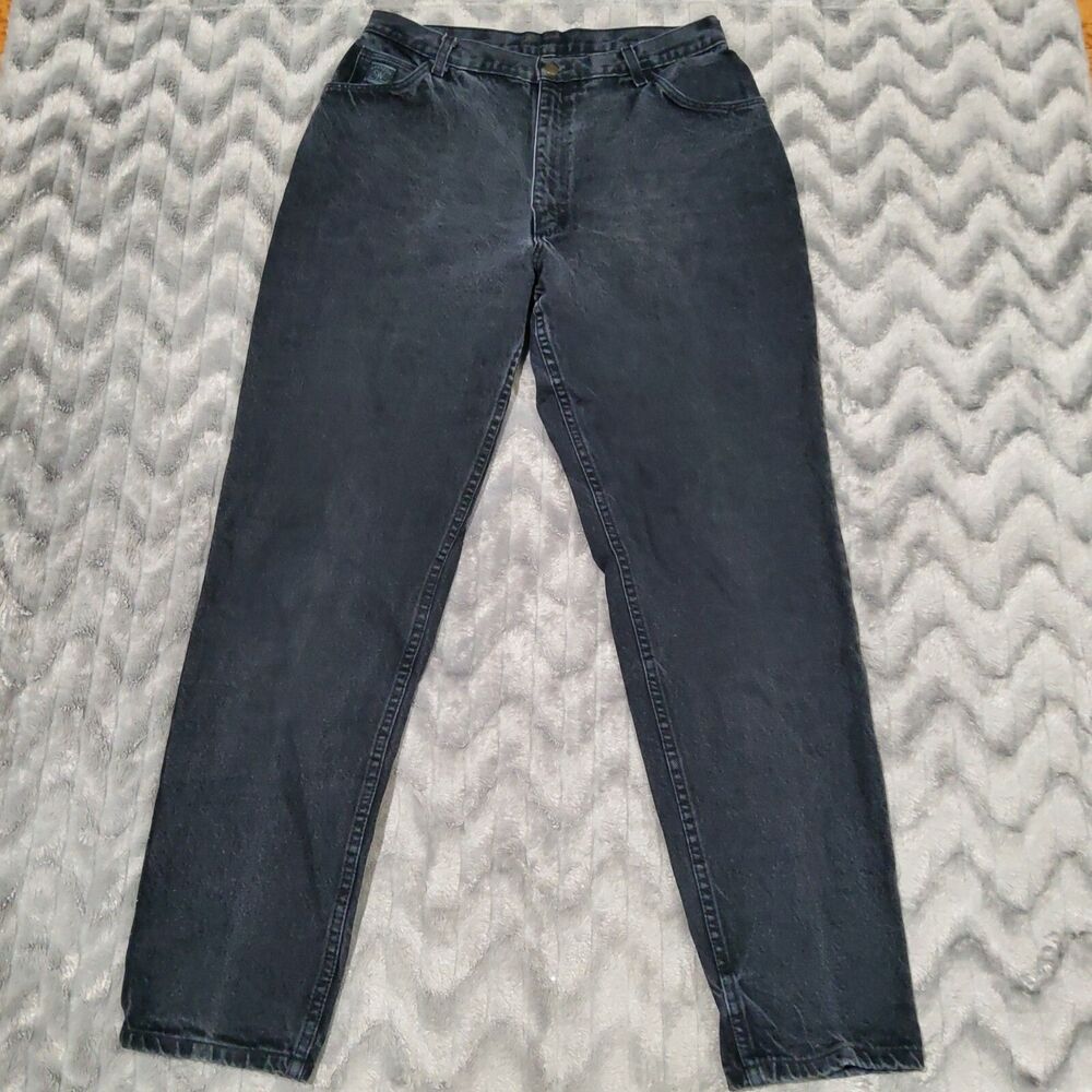 Wrangler Womens Size 16x32 Black High Waisted Straight Leg Denim Jeans